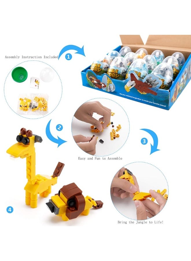 Wild Safari Toys - 12 Surprise Animal Eggs Standard Size Building Blocks STEM Toys - Educational Kids 3D Puzzle Party Favors