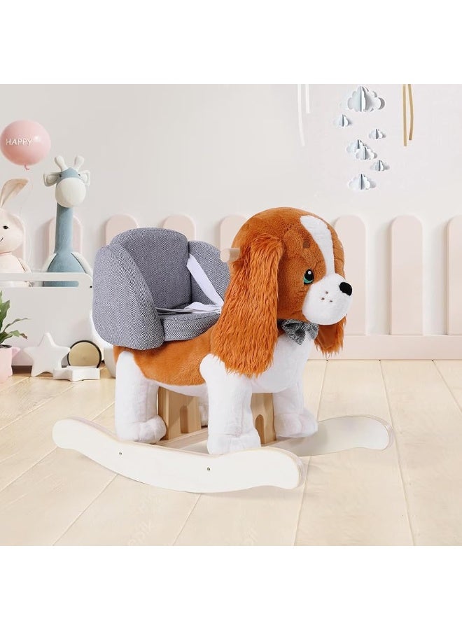 labebe Baby Rocking Horse with Seat Belt for Toddler Ages 1-3, Kids Dog Rocking Horse for 6 Months+ Children Boys/Girls, Infants Ride-on Animal Toy Plush Rocking Chair for Toddler 1 Year Old Gifts