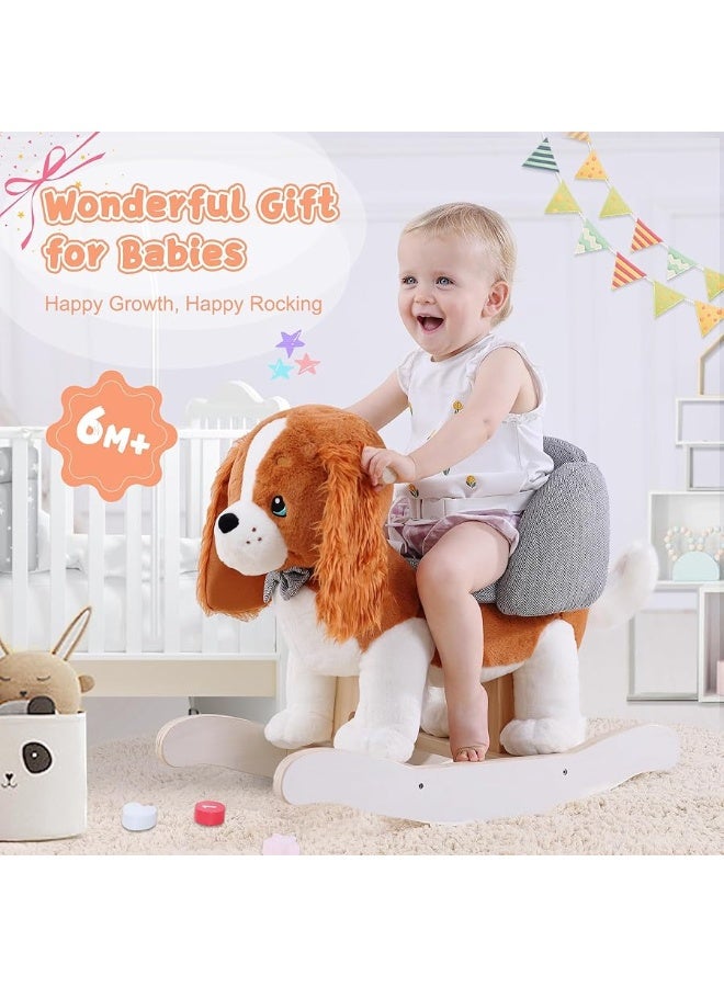 labebe Baby Rocking Horse with Seat Belt for Toddler Ages 1-3, Kids Dog Rocking Horse for 6 Months+ Children Boys/Girls, Infants Ride-on Animal Toy Plush Rocking Chair for Toddler 1 Year Old Gifts