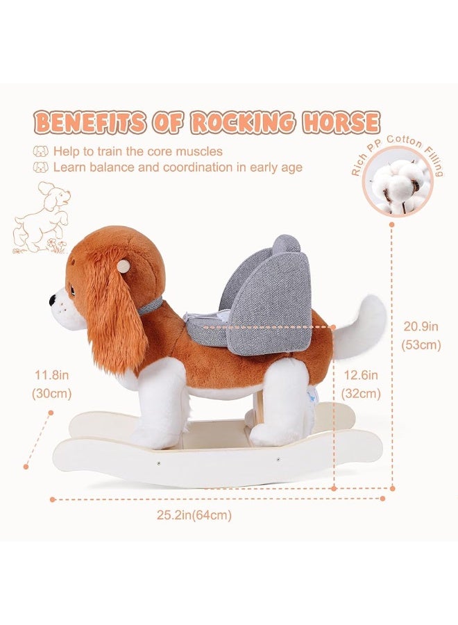 labebe Baby Rocking Horse with Seat Belt for Toddler Ages 1-3, Kids Dog Rocking Horse for 6 Months+ Children Boys/Girls, Infants Ride-on Animal Toy Plush Rocking Chair for Toddler 1 Year Old Gifts