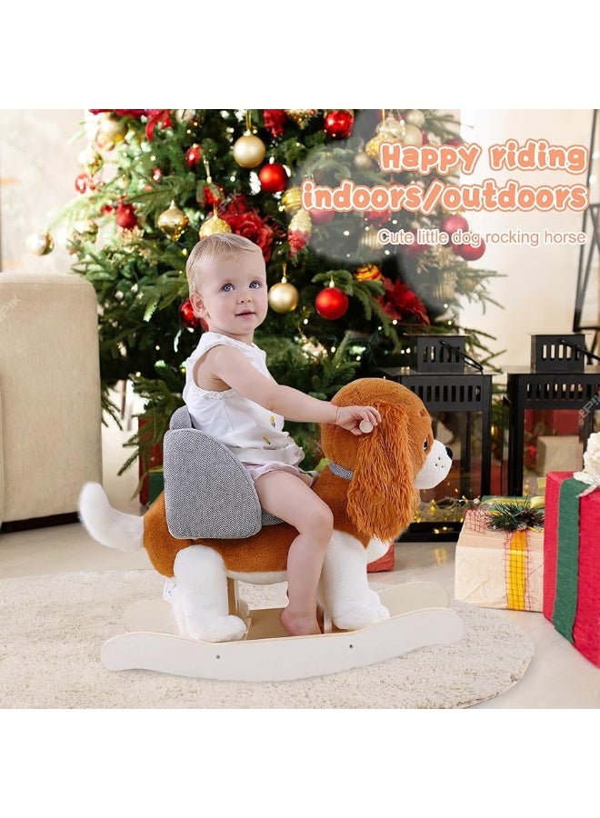 labebe Baby Rocking Horse with Seat Belt for Toddler Ages 1-3, Kids Dog Rocking Horse for 6 Months+ Children Boys/Girls, Infants Ride-on Animal Toy Plush Rocking Chair for Toddler 1 Year Old Gifts