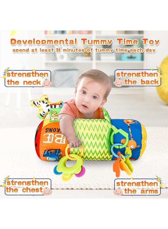 HISTOYE Baby Tummy Time Pillow Toy with Detachable Rattles Crawling Roller Developmental Baby Toys 3-6 Months Baby Toys 6-12 Months Infant Toys 0 3 6 9 12 Months Old Toys for Baby Infants Newborn