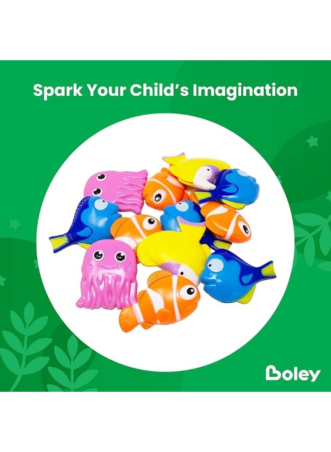Boley Dive & Grab Fishing Game Set - 14 Pc Sinking Swimming Pool Toys for Kids - Water Games & Bath Toys for Toddlers