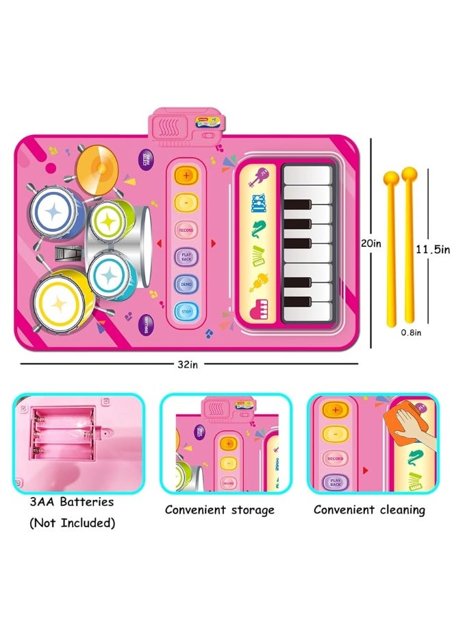 Toys for 1 Year Old Girl Gifts,2 in 1 Piano Mat Montessori Toys for 1 2 Year Old Girl,Educational Musical Toy First Birthday Gifts for 1 2 3 Year Old Girls,Christmas Stocking Stuffers for Toddler Girl