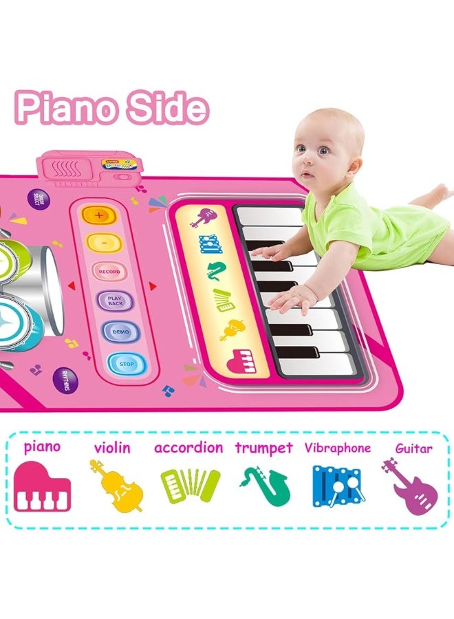 Toys for 1 Year Old Girl Gifts,2 in 1 Piano Mat Montessori Toys for 1 2 Year Old Girl,Educational Musical Toy First Birthday Gifts for 1 2 3 Year Old Girls,Christmas Stocking Stuffers for Toddler Girl