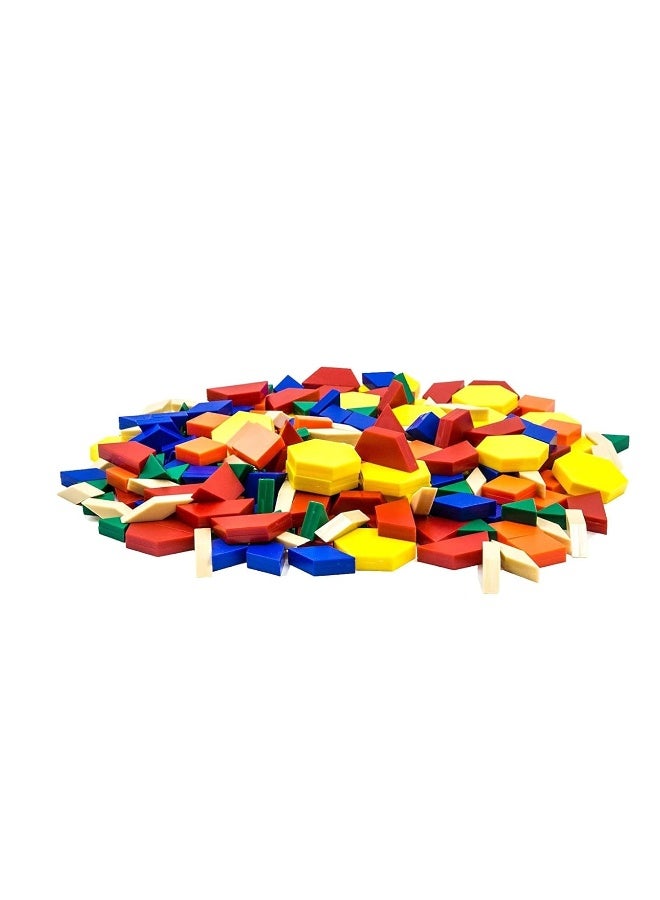 hand2mind Foam Pattern Blocks, Foam Shapes, Geometric Shapes for Kids, Pattern Play, Toddler Pattern Blocks, Shapes for Kindergarten, 3D Shapes Manipulatives, Sorting Math (Set of 250)