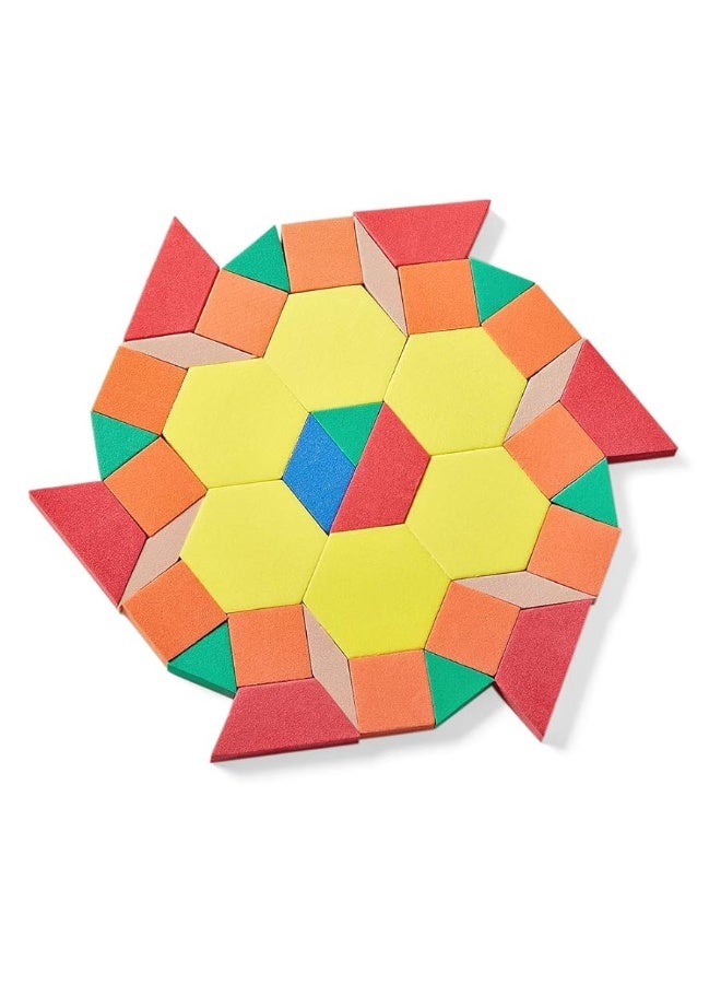 hand2mind Foam Pattern Blocks, Foam Shapes, Geometric Shapes for Kids, Pattern Play, Toddler Pattern Blocks, Shapes for Kindergarten, 3D Shapes Manipulatives, Sorting Math (Set of 250)