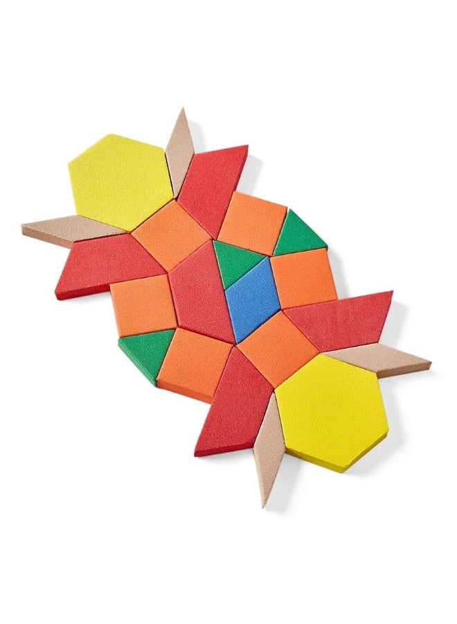 hand2mind Foam Pattern Blocks, Foam Shapes, Geometric Shapes for Kids, Pattern Play, Toddler Pattern Blocks, Shapes for Kindergarten, 3D Shapes Manipulatives, Sorting Math (Set of 250)