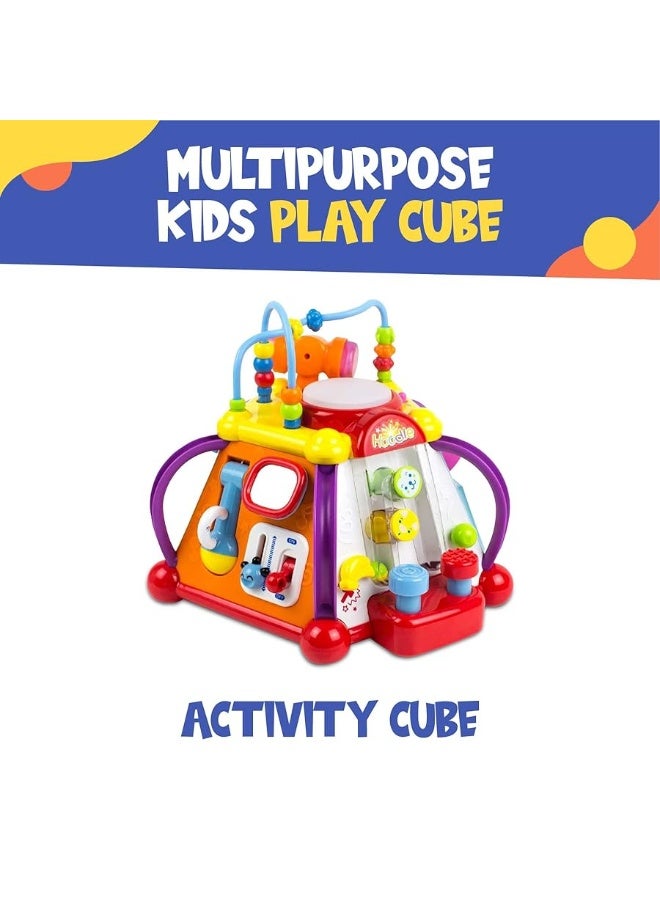 Toysery Baby Activity Center â€“ Toddler Kids Learning & Skill Development Cube with Lights & Music. Enhance Skill Development with a 15 in 1 Game Functions Toy