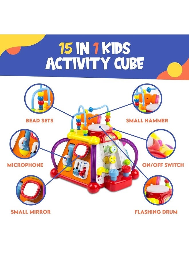 Toysery Baby Activity Center â€“ Toddler Kids Learning & Skill Development Cube with Lights & Music. Enhance Skill Development with a 15 in 1 Game Functions Toy