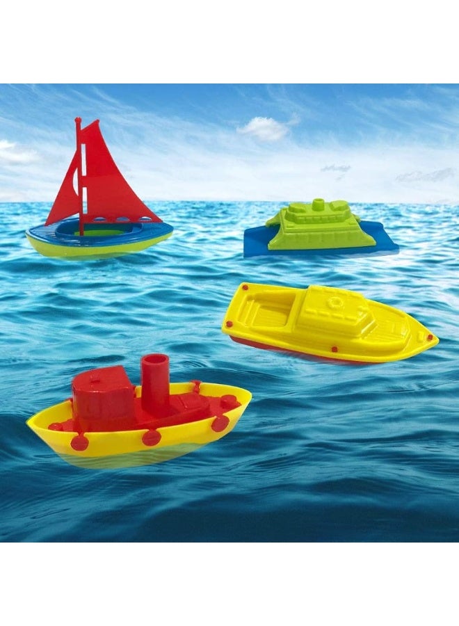 ArtCreativity Toy Boat Bath Toys for Kids & Toddlers, Set of 4, Kids Pool Toys for Outdoor Water Play, Floating Pool Boat Toys for Bathtub, Summer Beach Toys, Cute Party Favors for Boys and Girls