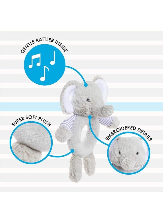 KIDS PREFERRED Carterâ€™s Elephant Ring Rattle, Plush Toy for Babies