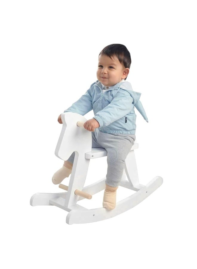 labebe - Wooden Rocking Horse, Baby Wood Ride On Toys for 18 Months Up, White Rocker Toy for Kid, Toddler Ride Animal Indoor/Outdoor, Boy&Girl Rocking Animal, Infant Ride Toy, Christmas/Birthday Gift