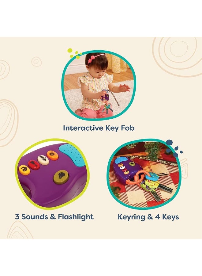 B. toys â€“ Toy Car Keys â€“ Key Fob with Lights & Sounds â€“ Interactive Baby Toy â€“ Pretend Keys for Babies, Toddlers â€“ 10 Months + â€“ FunKeys â€“ Purple