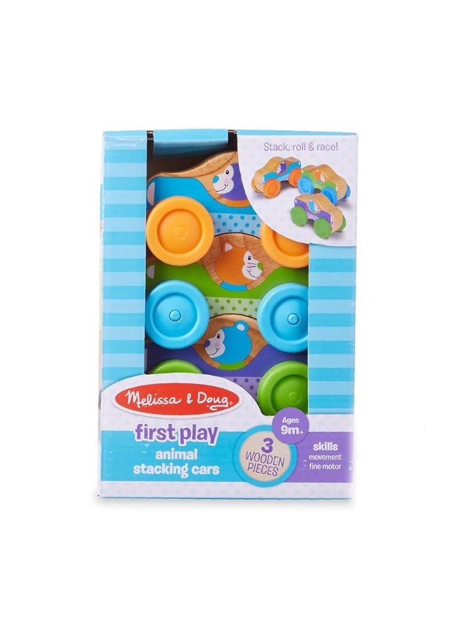 Melissa & Doug First Play Wooden Animal Stacking Cars (3 pcs)