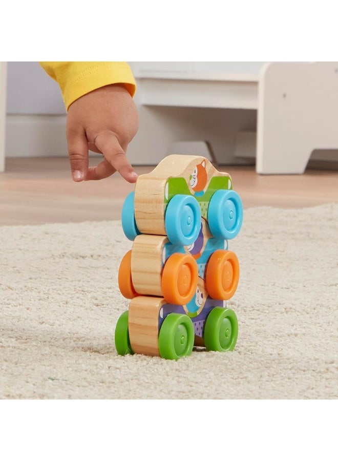 Melissa & Doug First Play Wooden Animal Stacking Cars (3 pcs)
