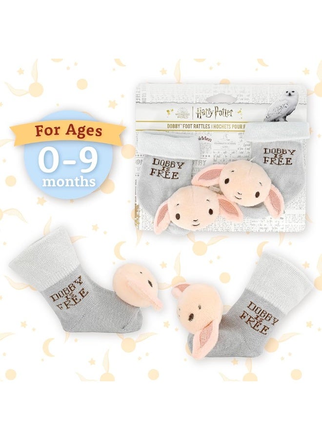 Kids Preferred Harry Potter Dobby Baby Infant Rattle Socks with Dobby Plush Rattle and Dobby is Free - Soft Baby Sock Feet Rattles Encourage Leaning Development Newborn to 9 Months