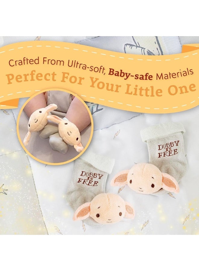 Kids Preferred Harry Potter Dobby Baby Infant Rattle Socks with Dobby Plush Rattle and Dobby is Free - Soft Baby Sock Feet Rattles Encourage Leaning Development Newborn to 9 Months