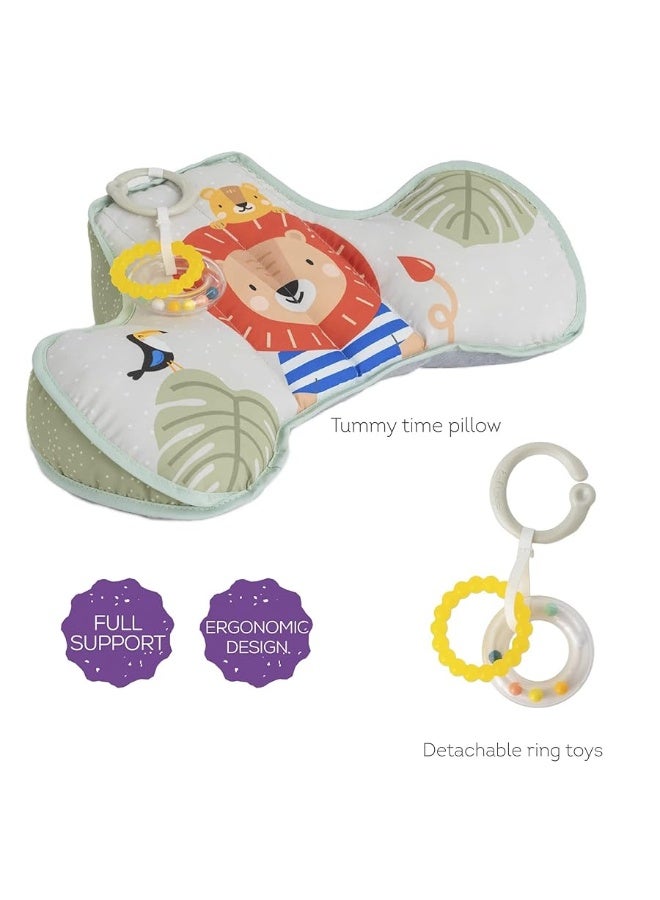 Taf Toys Tummy Time Pillow with Detachable Toys Support for Newborn & up, Develops Muscles for Crawling Montessori Sensory Crawling Toy for Infant Newborn Toddler Tummy Time Toys 0-6 Months Babies