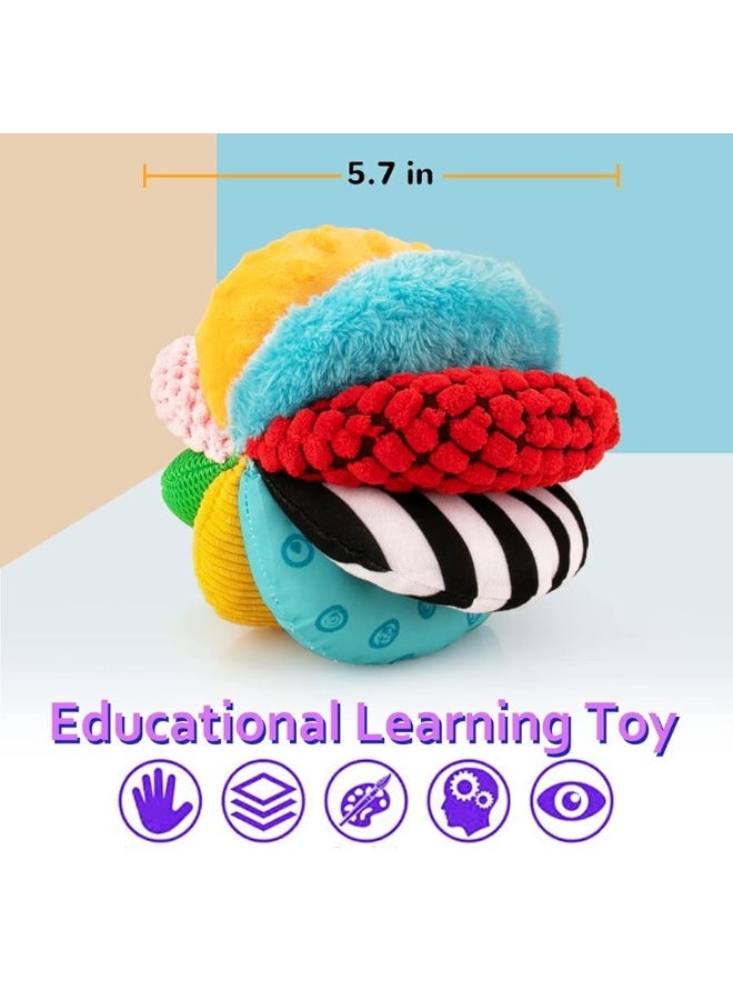 8-in-1 Sensory Balls for Infant Toddlers,Rainbow Fabric Baby Toy for Sensory Development,Montessori Toys for Babies 6-12 Months,8 Different Sensory Tactile Textures with Crinkle Rattle Squeakers