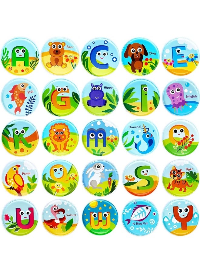 Floating Animals & Alphabet Flash Cards for Bathtub - Preschool Learning Toddler Flash Cards - Educational Bath Toys for 18 Months+ (Set of 26)