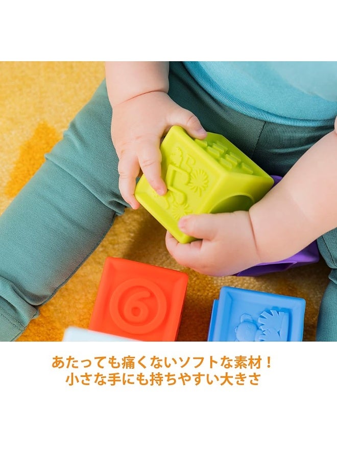Bright Starts KaledioCubes 9pk Stack & Squeeze Blocks Baby Bath Toys - Play & Learn with Colors, Numbers & Shapes, Ages 3 Months+, Multicolor