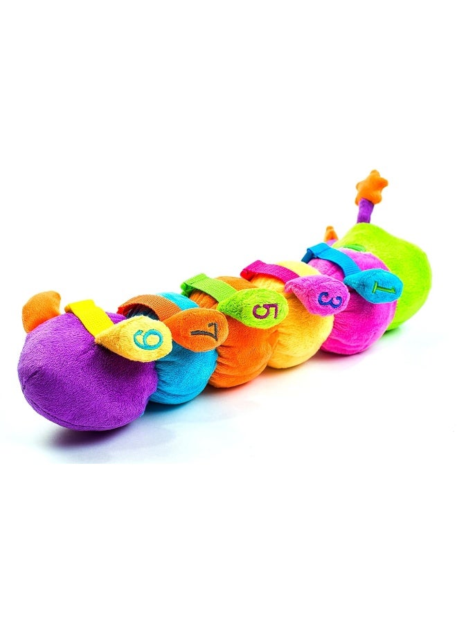 Buckle Toys  Bentley Caterpillar  Travel with Toddler Must Have Activity Toy  Fine Motor Skill Development  Counting and Color Recognition Stuffed Animal