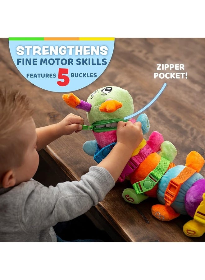 Buckle Toys  Bentley Caterpillar  Travel with Toddler Must Have Activity Toy  Fine Motor Skill Development  Counting and Color Recognition Stuffed Animal