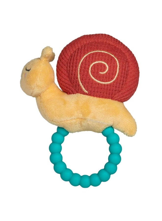 Mary Meyer Soft Baby Rattle with Soothing Teether Ring, 6-Inches, Skippy Snail