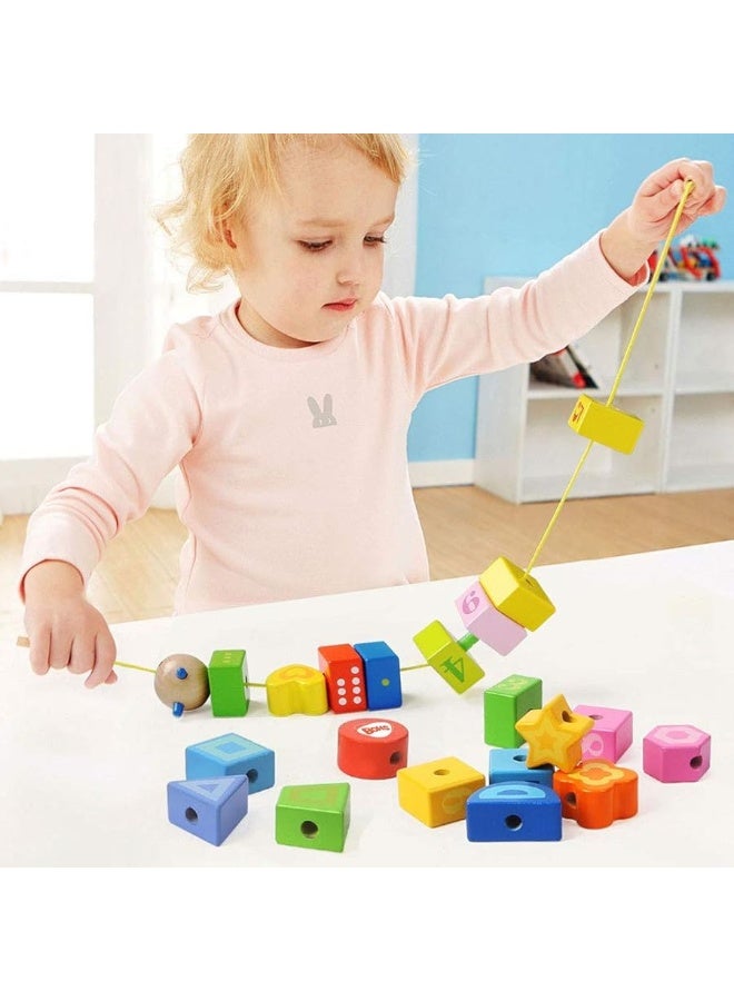 BOHS Caterpillar Lacing Blocks - Threading & Stacking - Toddler Learn Counting, Numbers and Shapes- Baby Kids Fine Motor Skills Toys