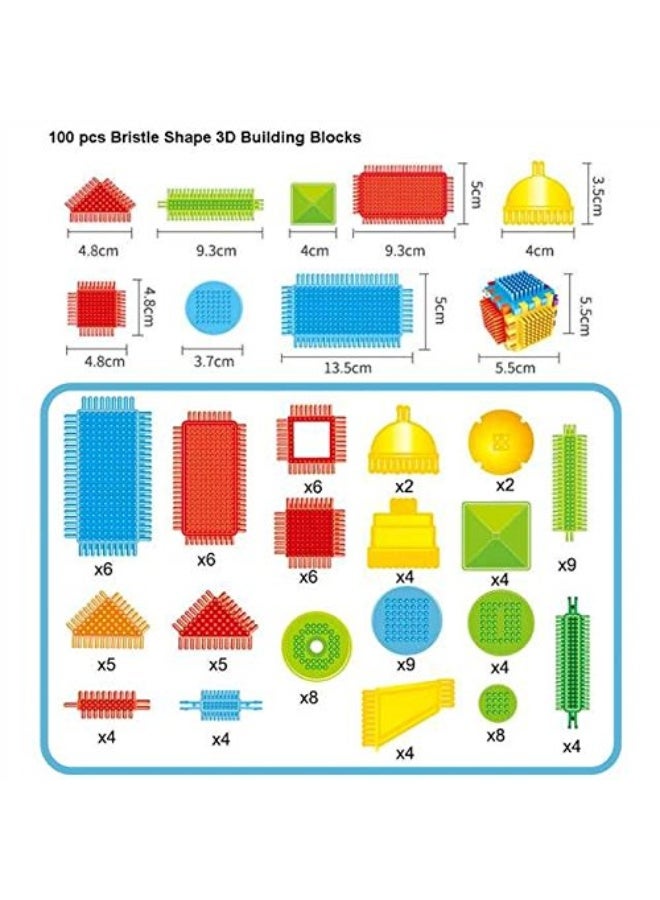 Teytoy 100 Pcs Bristle Shape Building Blocks Toy Set for toddlers Kids