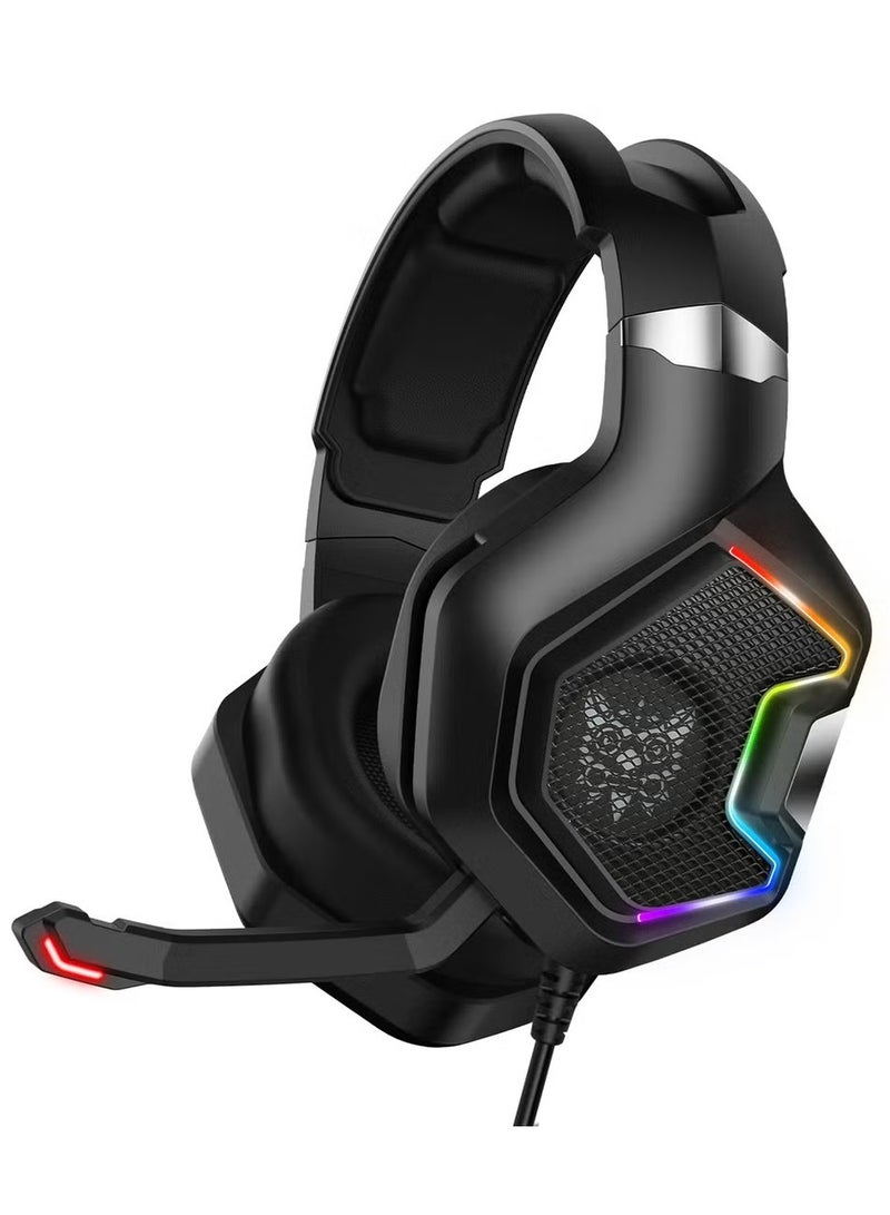 K10 Pro Gaming Headset with RGB Lighting – Professional Wired Headphones for PC, Console, and Mobile Gaming