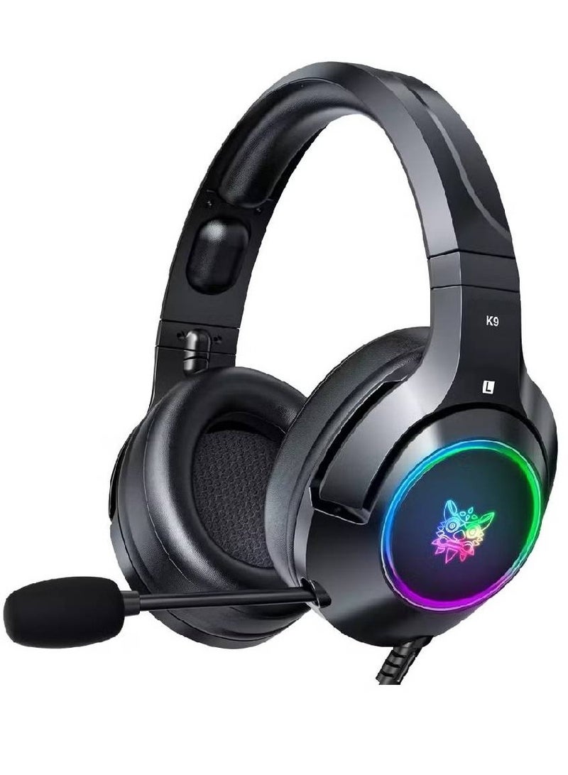 Upgraded K9 Gaming Headset,Gaming Headphones with RGB LED Lights, Noise Cancelling, Stereo PS Vita Headset with Microphone