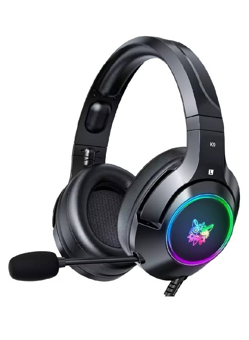 Upgraded K9 Gaming Headset,Gaming Headphones with RGB LED Lights, Noise Cancelling, Stereo PS Vita Headset with Microphone