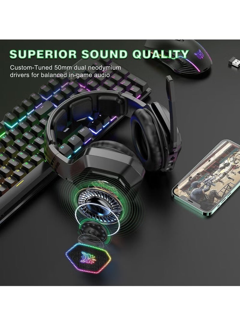 B100 2.4G Wireless Bluetooth 5.3 Wired Over-ear Headset RGB Light E-sports Gaming Headphone