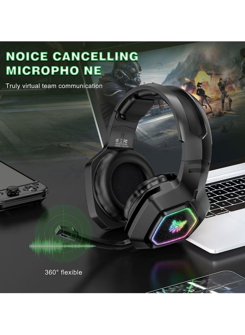 B100 2.4G Wireless Bluetooth 5.3 Wired Over-ear Headset RGB Light E-sports Gaming Headphone