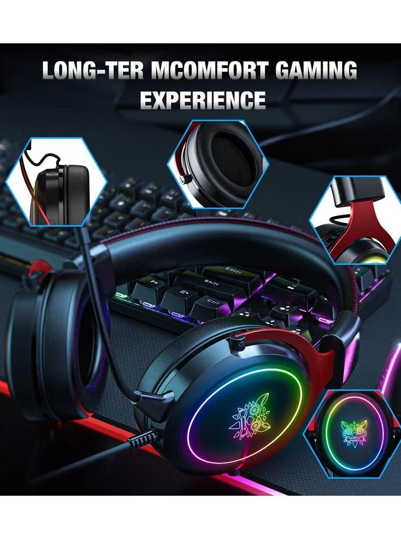 X10 RGB Wired Gaming Headset with Detachable Microphone – Immersive Sound & Customizable Lighting for Gamers