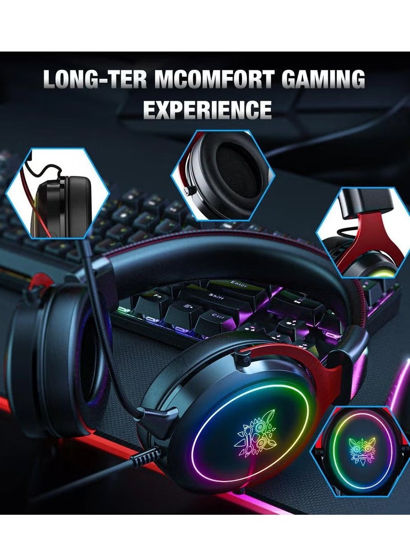 X10 RGB Wired Gaming Headset with Detachable Microphone – Immersive Sound & Customizable Lighting for Gamers