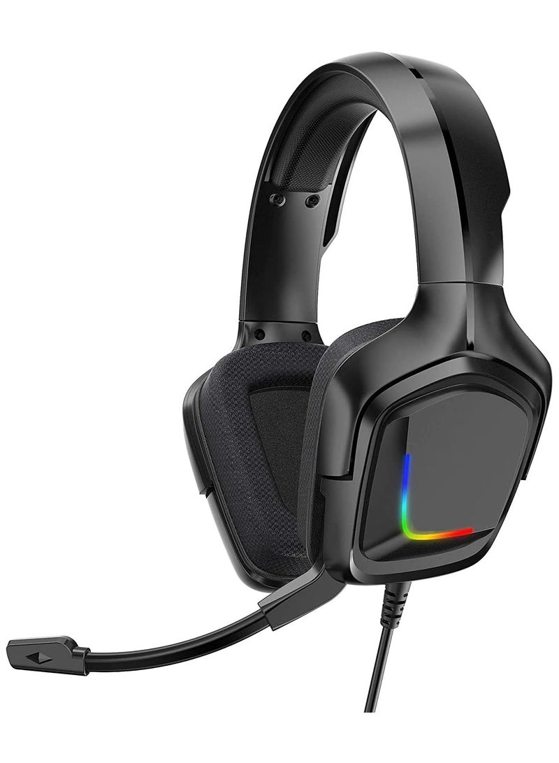 K20 Wired Headphones with Microphone RGB Light Gaming Headsets Noise Cancelling Earphones for Xbox One for PS4 Headset Gamer (Black)