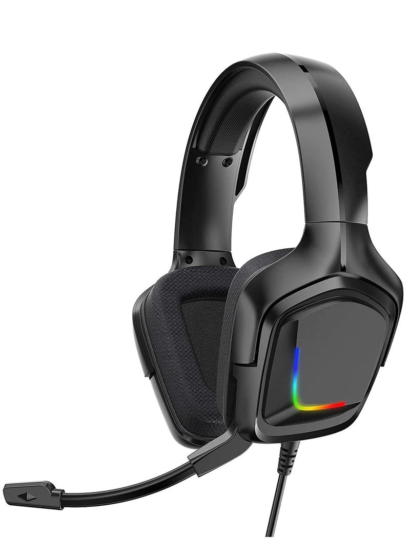 K20 Wired Headphones with Microphone RGB Light Gaming Headsets Noise Cancelling Earphones for Xbox One for PS4 Headset Gamer (Black)