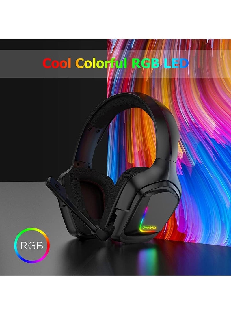 K20 Wired Headphones with Microphone RGB Light Gaming Headsets Noise Cancelling Earphones for Xbox One for PS4 Headset Gamer (Black)