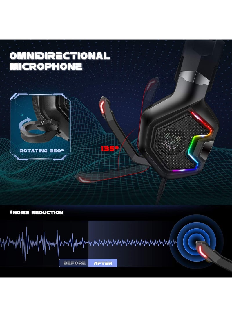 K10 Pro Wired Stereo Gaming Headset with Microphone – Immersive Sound, Noise Isolation, and Comfortable Over-Ear Design for PC, PS4, and Xbox