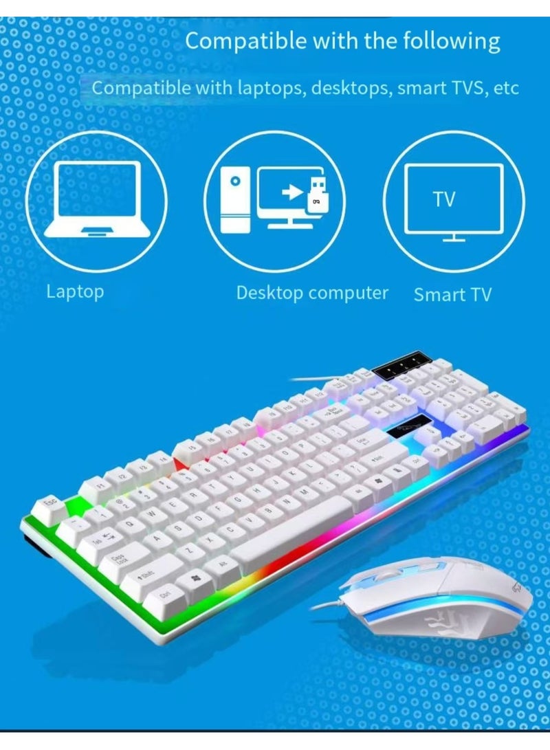 G21WT LED gaming keyboard with white mouse kit