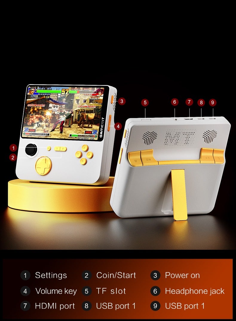 Handheld Game Console 5-inch Full iPS  GAMET5 chip display screen 6000mAh  CONSOLE AND POWER BANK IN ONE(White 64G)