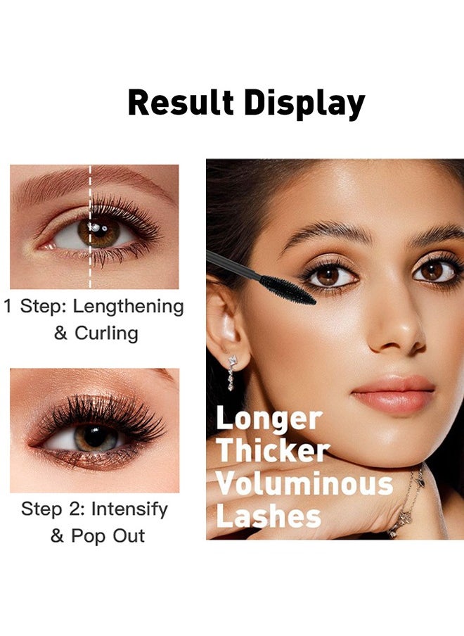 2 in 1 Mascara - 4D Silk Fiber Lash Mascara, Thrive Mascara For Natural Lengthening And Thickening Effectno clumping Superstrong Mascara for LongLasting Beauty Charming Eye Make up