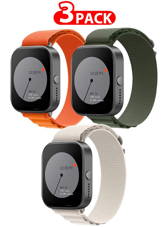 ( for Nothing Watch Pro 22mm ) 3 Pack, Alpine Sport Strap Rugged Nylon Replacement Wristband for Men Women