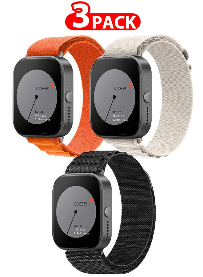 ( for Nothing Watch Pro 22mm ) 3 Pack, Alpine Sport Strap Rugged Nylon Replacement Wristband for Men Women