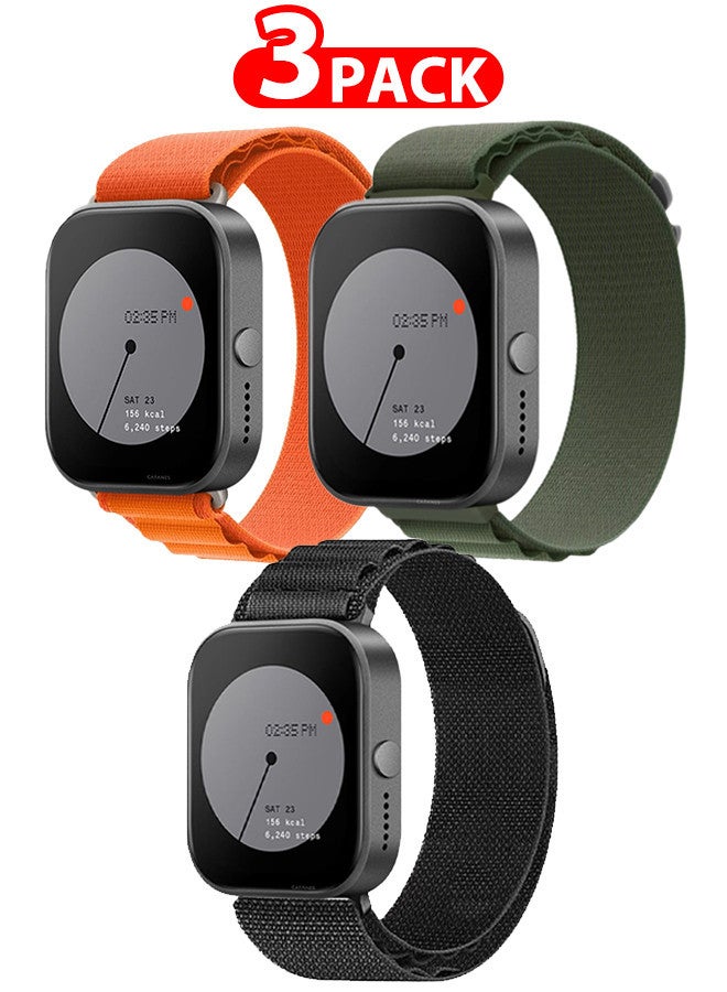 ( for Nothing Watch Pro 22mm ) 3 Pack, Alpine Sport Strap Rugged Nylon Replacement Wristband for Men Women