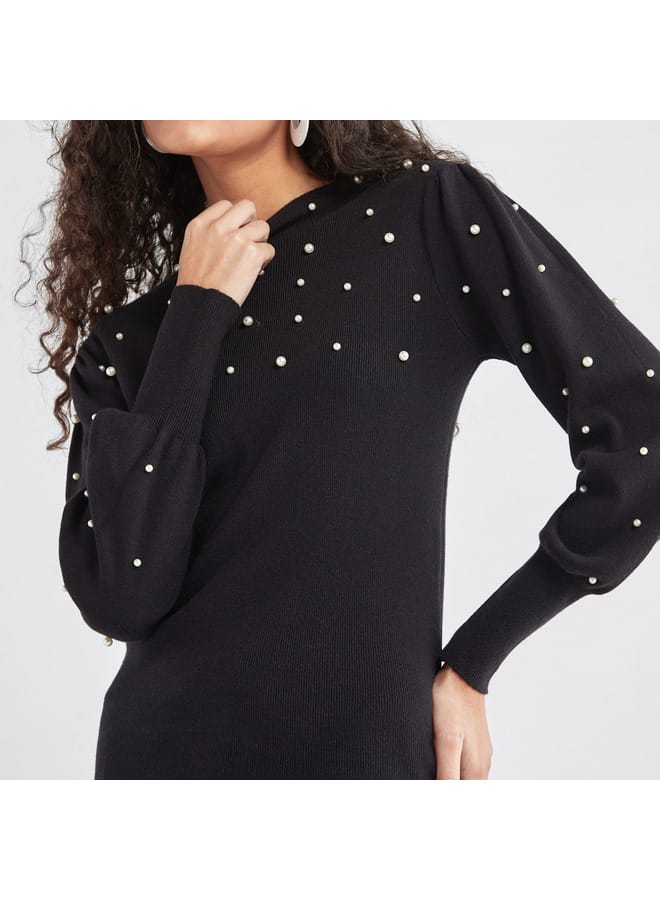 Pearl Embellished Sweater with Long Sleeves