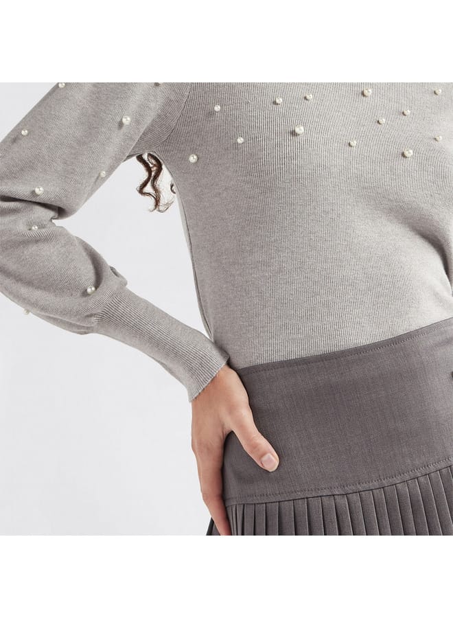 Pearl Embellished Sweater with Long Sleeves